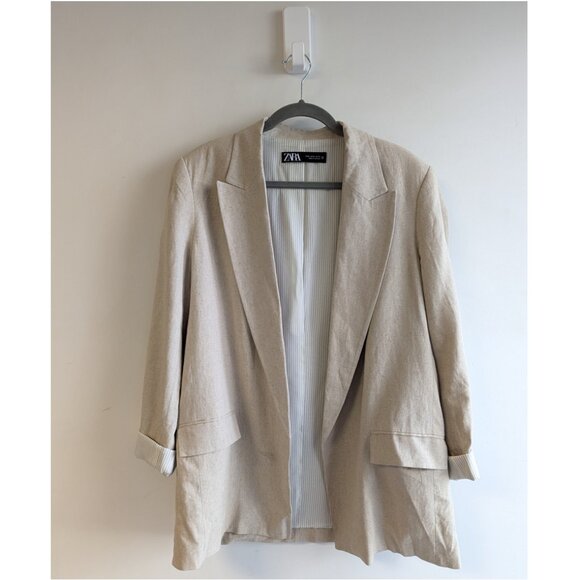 Zara Linen Blazer with Roll up Sleeves - Picture 5 of 11